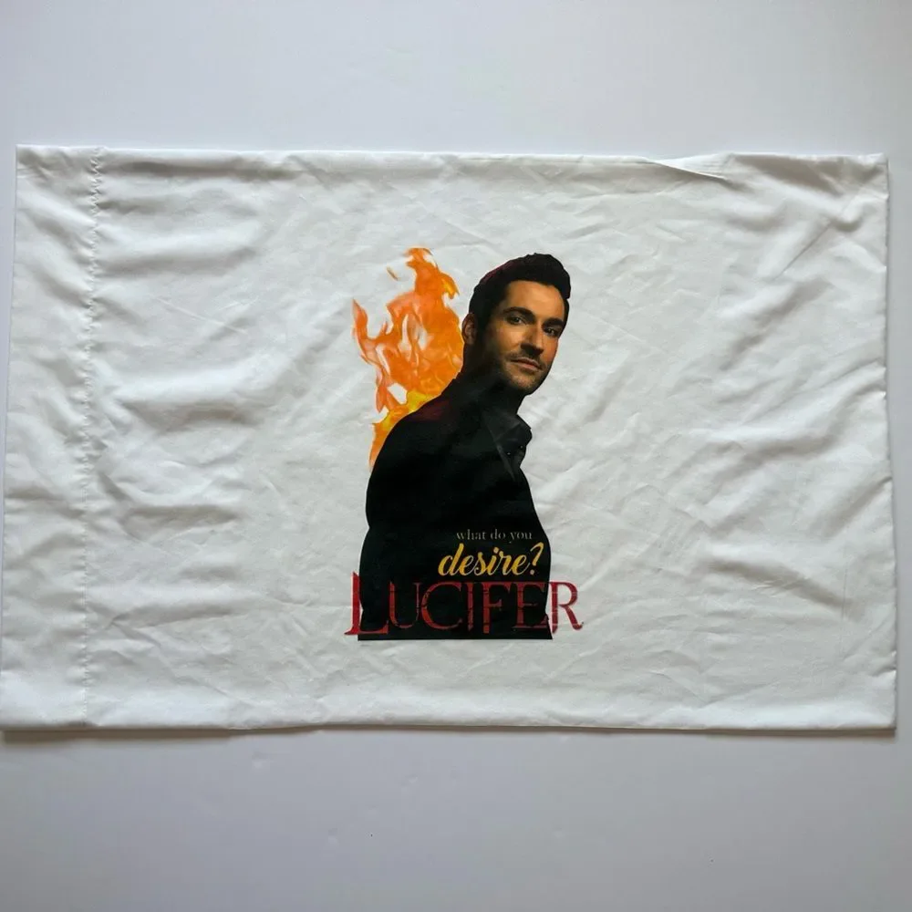 Lucifer TV Show Pillowcase – Tom Ellis Flame Design | 30”x20”